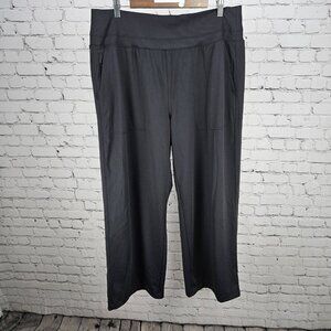 Athleta Black High Rise Comfort Waistband Pull On Wide Leg Pants 1X (35x29)